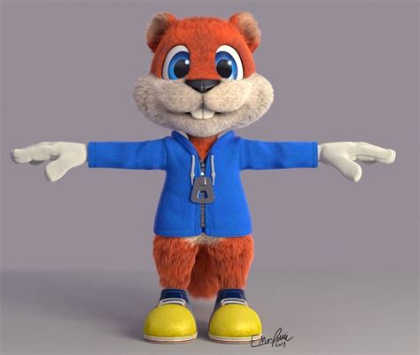 conker the squirrel 3d model rigged cgtrader