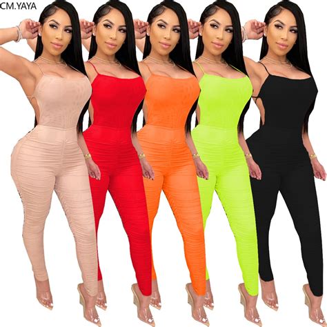 jumpsuits cm yaya outfits rompers 2023 summer women jumpsuits strap sleeveless aliexpress