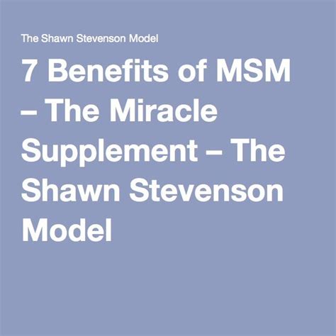 7 Benefits Of Msm The Miracle Supplement The Shawn Stevenson Model