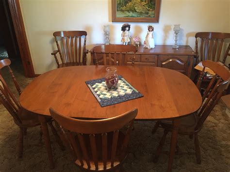 Oval solid maple dining room table two leaves spindle legs one owner 1970. Sprague Carleton rock solid maple dining table and chairs ...