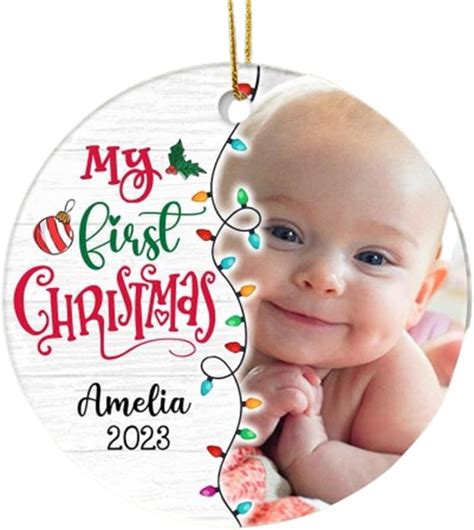T For Baby My First Christmas Personalized Circle Ornament Keepsake