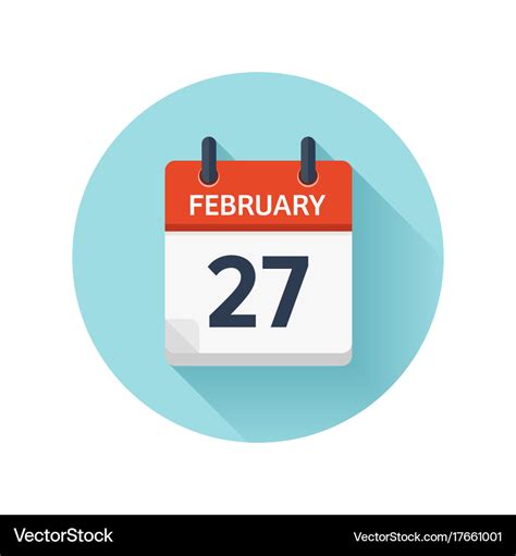 February 27 Flat Daily Calendar Icon Date Vector Image