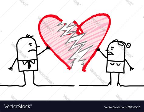 Cartoon Couple With Broken Heart Royalty Free Vector Image