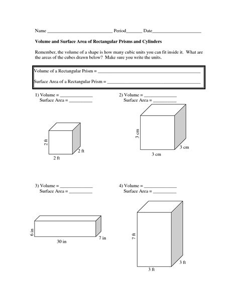Free Printable Volume Of Rectangular Prism Worksheets Printable Word