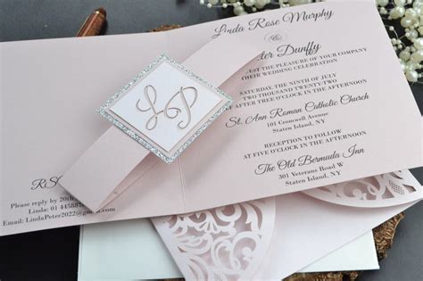 Laser Cut Wedding Invitation Pink Invitation Glittery Etsy