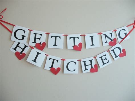 getting hitched engagement wedding banner by iecreations on etsy