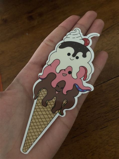 Cute Kawaii Octopus Ice Cream Cone Sunday Waterproof Handmade Etsyde