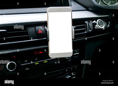 Smartphone in a car use for Navigate or GPS. Driving a car with