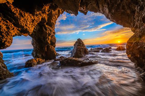 Malibu Sea Cave Sunset Red Orange Yellow Clouds El Mata Flickr