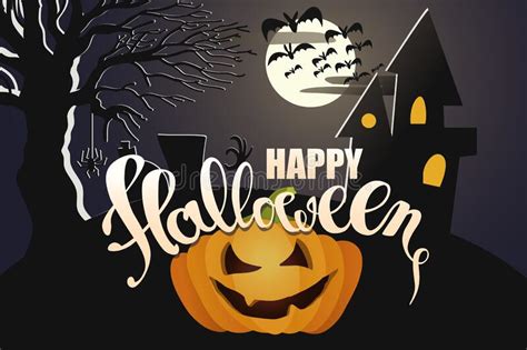 Halloween Pumpkin And Cemetery Stock Vector Illustration