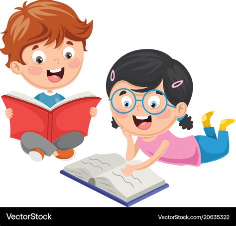 Kids Reading Book Royalty Free Vector Image Vectorstock