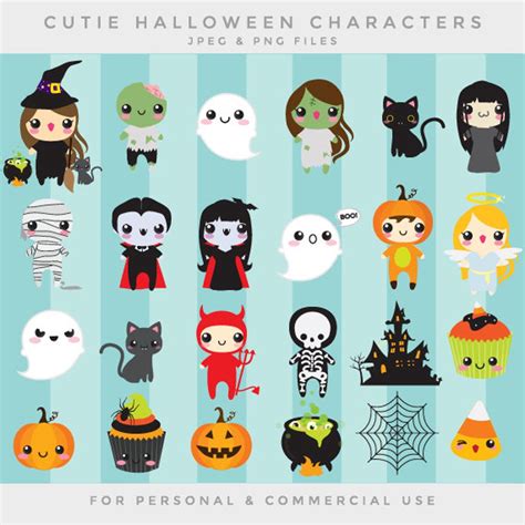 Halloween Cute Clip Art Kawaii Clipart Cute Whimsical Etsy In 2021