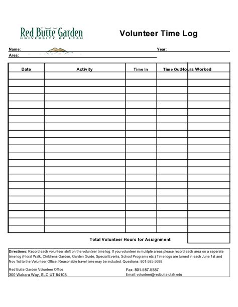 Daily Time Log Sheet Template