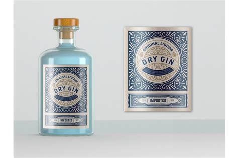 Vintage Gin Label Creative Illustrator Templates ~ Creative Market