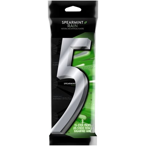 5 gum spearmint rain sugar free chewing gum bulk 3 pk 15 ct shipt