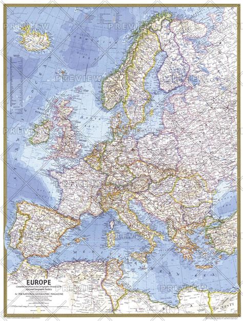 Europe Map Published 1977 National Geographic Maps