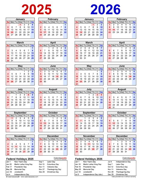 2025 2026 Two Year Calendar Free Printable Pdf Templates