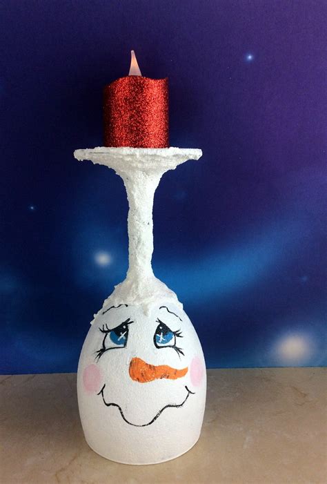 Snowman Candle Holder Wine Glass Christmas Candle Holder Snowman