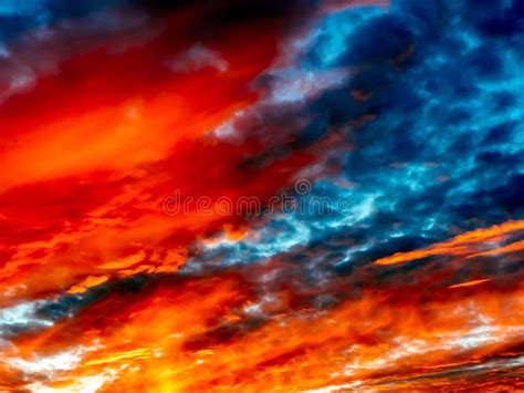 Beautiful Vibrant Sunset Sky Dramatic Bright Sunset Clouds Colorful