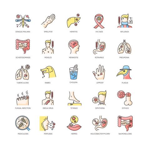 Viral Infections Rgb Color Icons Set Different Infectious Diseases Contagious Stock Vector Image
