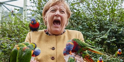 Angela Merkel Went To A Bird Park And Got Bit Photos