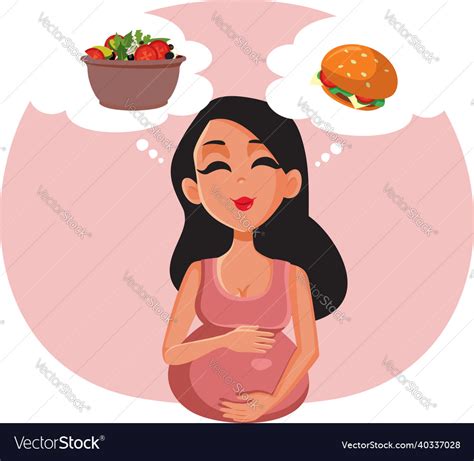 Pregnant Woman Craving Food Cartoon Royalty Free Vector