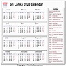 Srilanka Calendar 2020 with Srilanka Public Holidays