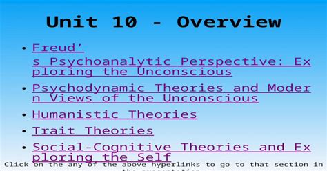 Unit 10 Overview Freuds Psychoanalytic Perspective Exploring The Unconsciousfreuds