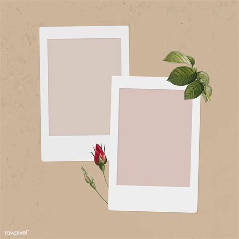 Blank Collage Photo Frame Template On Beige Background Vector Premium