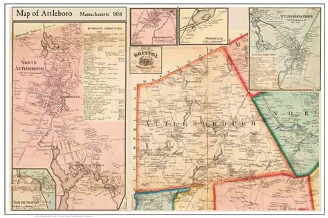 Bristol County Ma Single Map Reprints