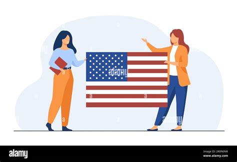 Two Women Holding Usa Flag Stock Vector Image And Art Alamy