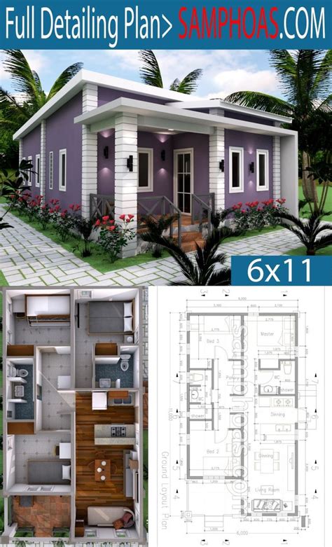 Choose from various styles and easily modify your floor plan. Low Budget 3 Bedrooms Home Plan 6x11 | Simple house design, Small house design, Simple house plans