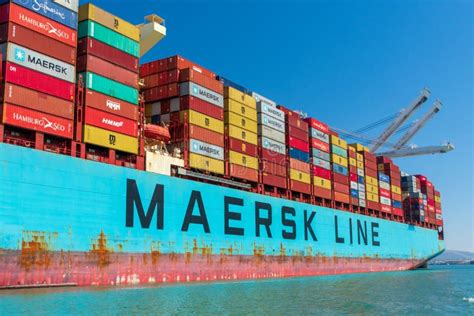 Maersk Line Container Ship With Colorful Cargo Shipping Containers