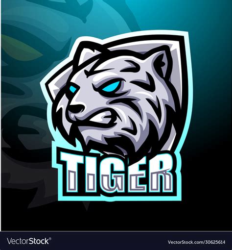 White Tiger Mascot Esport Logo Design Royalty Free Vector