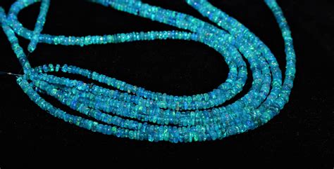 Paraiba Blue Opal Smooth Rondelle Beads Welo Opal Beads Etsy