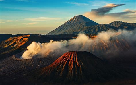 Several Volcano Digital Wallpaper Volcano Landscape Nature Mount
