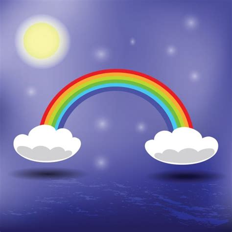 Vector Illustration Of Cartoon Beautiful Sky With Rainbow — Stock