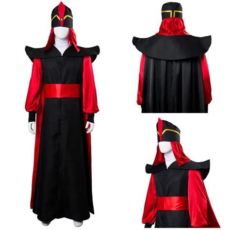 Adult Mens Aladdin Jafar Villain Cosplay Costume Dress Cloak Outfits