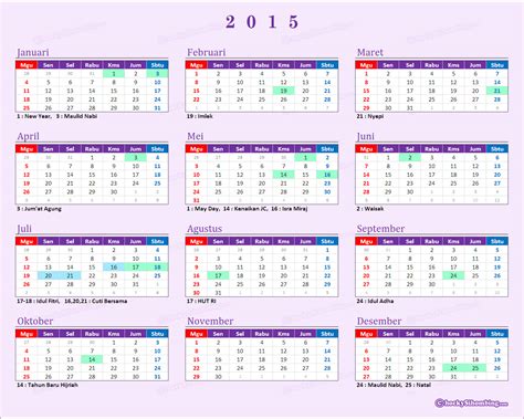 Kalender 2015 Indonesia Lengkap Dengan Libur Nasional Chocky Sihombing