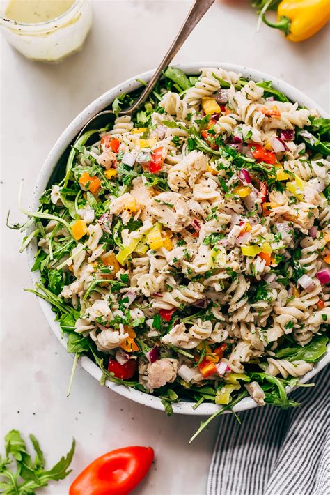 Whisk together all dressing ingredients and pour over pasta and other ingredients. Quick Summer Tuna Pasta Salad Recipe | Little Spice Jar