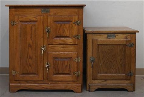 Lot Two White Clad Company Oak Reproduction Ice Boxes