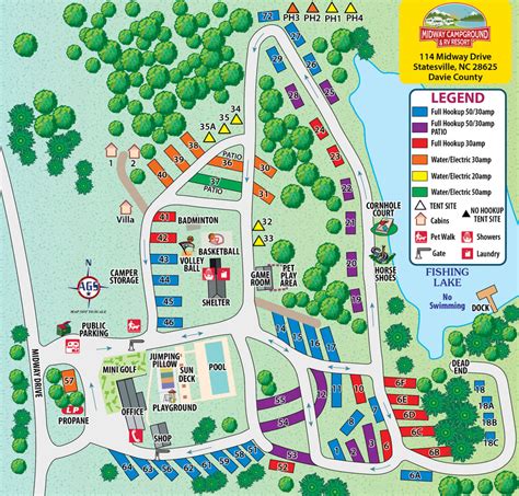 Park Map Midway Campground Resort A North Carolina Campground And Rv Park