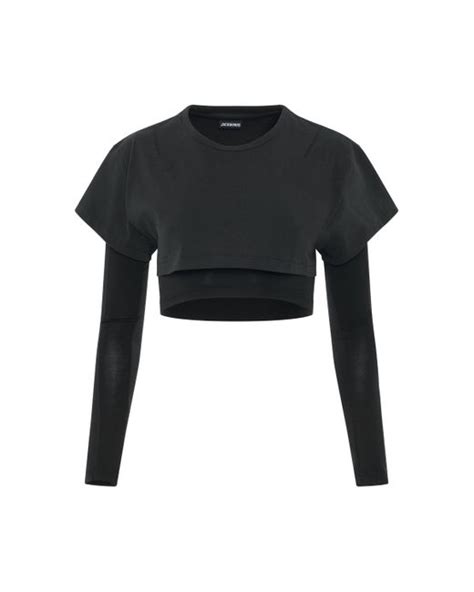 Jacquemus Layered Crop Top In Black Lyst