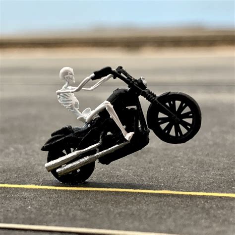 Motorcycle With Skeleton Biker Miniprints
