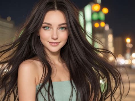 premium ai image beautiful woman with black hair and blue eyes