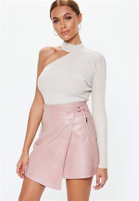 Missguided Pink Buckle Strap Faux Leather Mini Skirt Early Spring