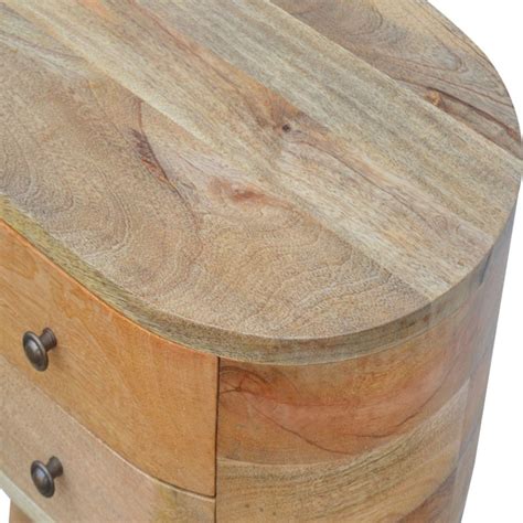 Rounded 2 Drawer Solid Wood Bedside Table In Oak Finish Etsy Uk