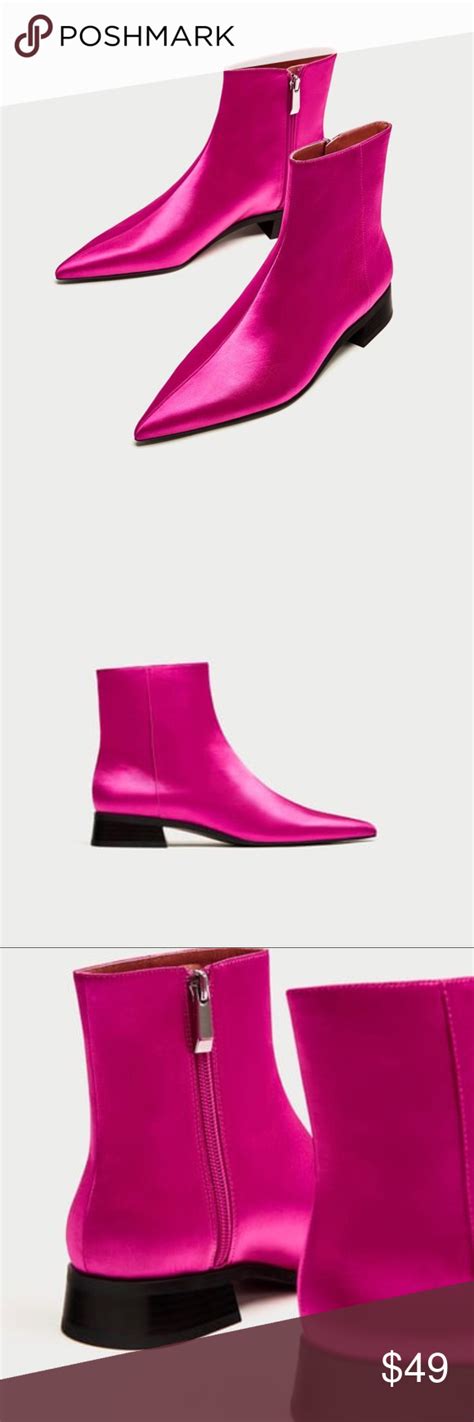 Zara Sateen Pointed Ankle Boots Nwt Pink New With Tags These Boots Are
