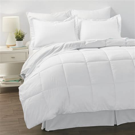 Noble Linens 8 Piece White Bed In A Bag Microfiber Bedding Set King