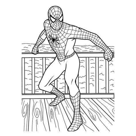 Раскраска Человек паук на берегу распечатать или скачать